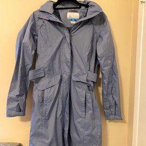 NWOT Columbia grey blue light rain trench coat!